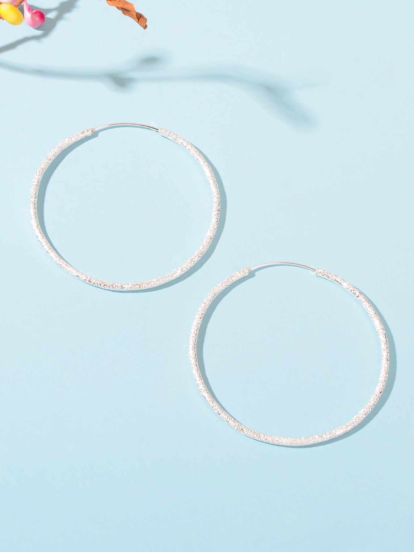 Silver Big Large Circle Huggie Hoop Earrings Women Bff Birthday Minimalist Gifts