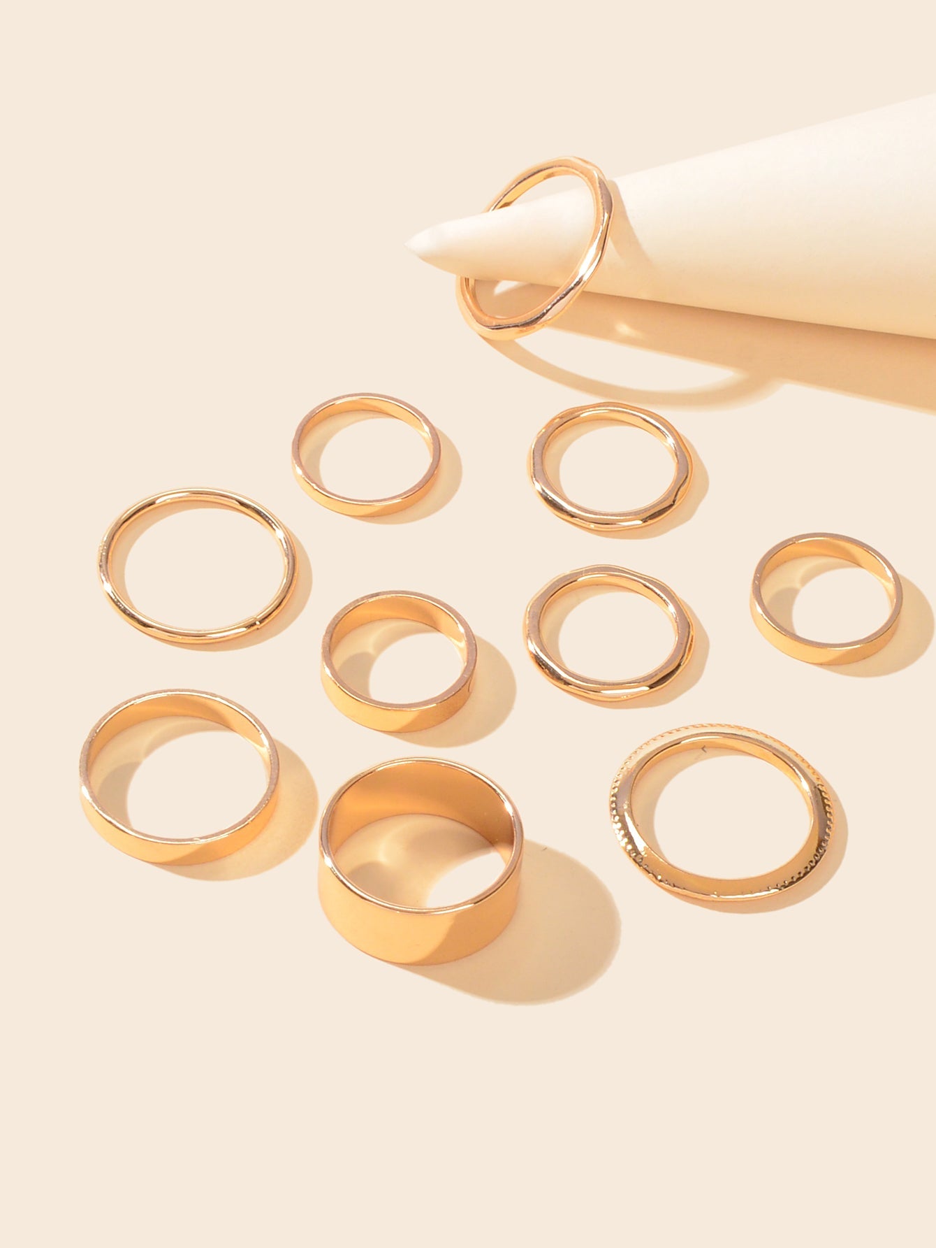 10 pcs Aesthetic Gold Circle Joint Finger Knuckle Stacking Midi Rings Size Mixed-1