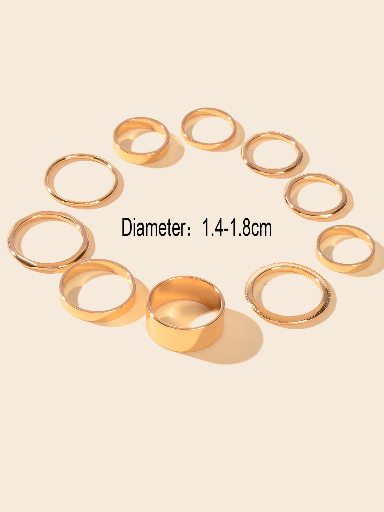 10 pcs Aesthetic Gold Circle Joint Finger Knuckle Stacking Midi Rings Size Mixed-2