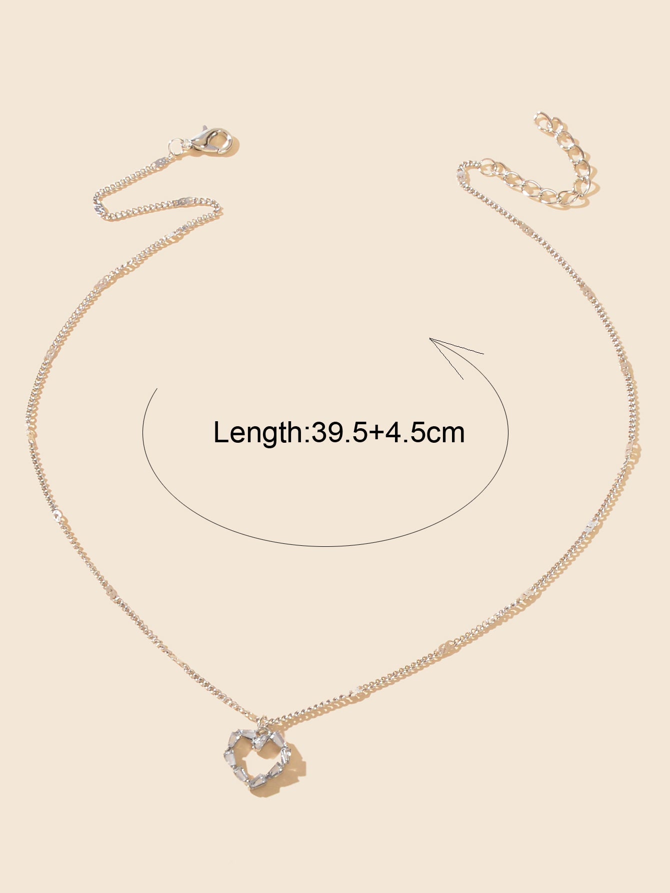 Women Dainty Gifts Silver Chain Rhinestone Heart Charm Necklace Delicate Jewelry