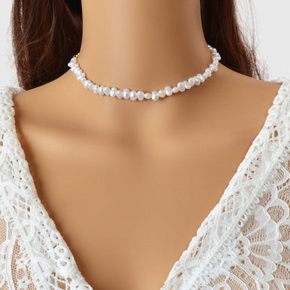 Wedding Birthday Anniversary Jewellery Artificial Irregular Short Pearl Necklace-0