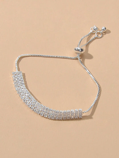 Classic Brilliant Rhinestone Adjustable Slider Tennis Bracelet Party Jewellery-3