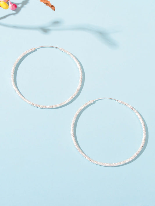 Silver Big Large Circle Huggie Hoop Earrings Women Bff Birthday Minimalist Gifts