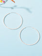 Silver Big Large Circle Huggie Hoop Earrings Women Bff Birthday Minimalist Gifts