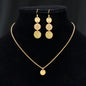Gold Small Disc Pendant Necklace and Earring Set - Elegant Jewelry Ensemble