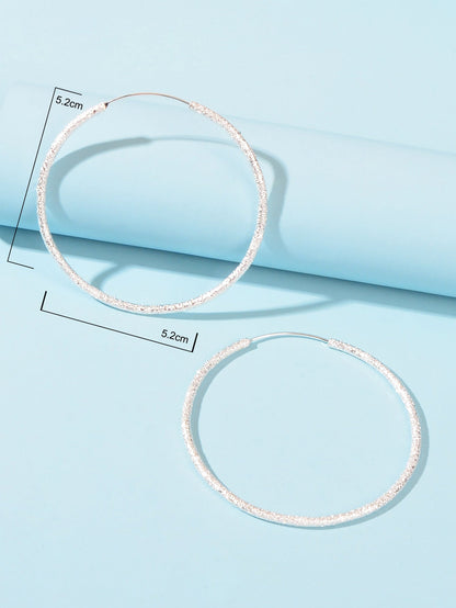 Silver Big Large Circle Huggie Hoop Earrings Women Bff Birthday Minimalist Gifts