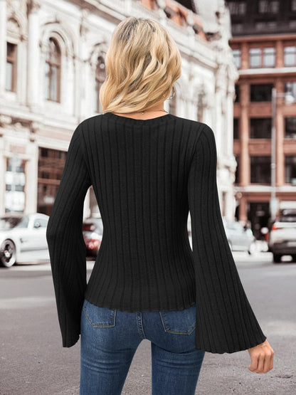 MOLERANI Womens Long Bell Sleeve T-Shirts Top Fall Pullover for Women - Lightweight,Knit,Crewneck,Going Out,Fall Fashion 2025