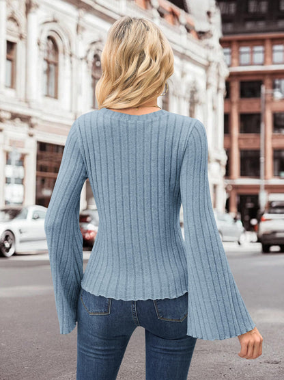MOLERANI Womens Long Bell Sleeve T-Shirts Top Fall Pullover for Women - Lightweight,Knit,Crewneck,Going Out,Fall Fashion 2025