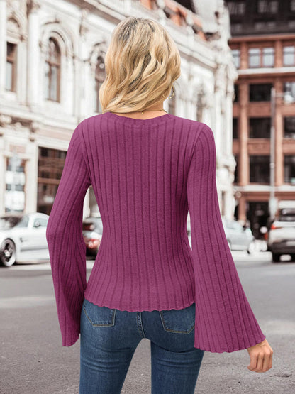 MOLERANI Womens Long Bell Sleeve T-Shirts Top Fall Pullover for Women - Lightweight,Knit,Crewneck,Going Out,Fall Fashion 2025